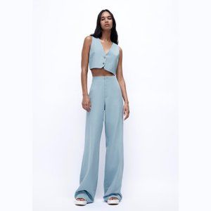 Zara Blue Linen Blend Pants